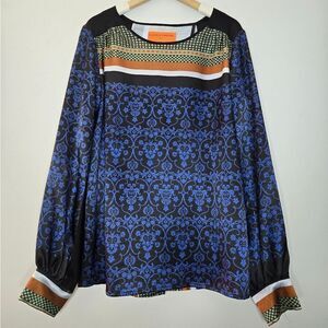 Clover Canyon Long Sleeves Floral Open Back Button Closure Blouse Small